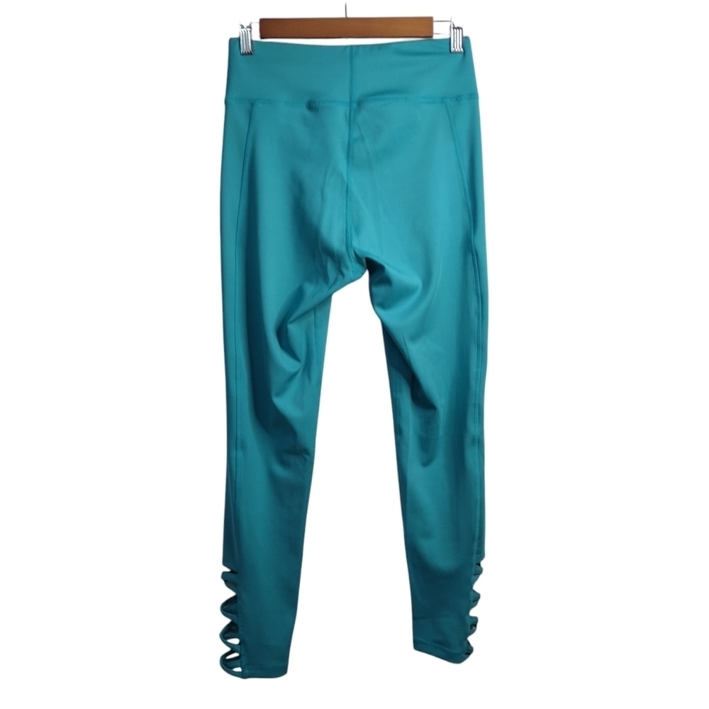 Active Women's Peacock Teal High Waist Criss-cross Ankle Leggings Size S NWT - Picture 5 of 11